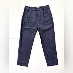 VINCE Navy Linen Cropped Tapered Ankle Business Casual Pants Size‎ 4